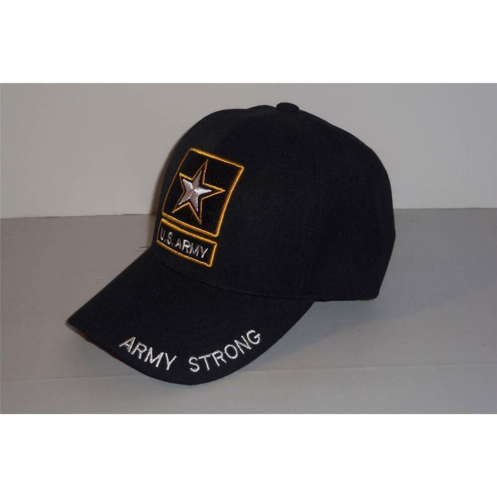 US Army Strong Hat Cap Warriors Black Gold -0514T17
